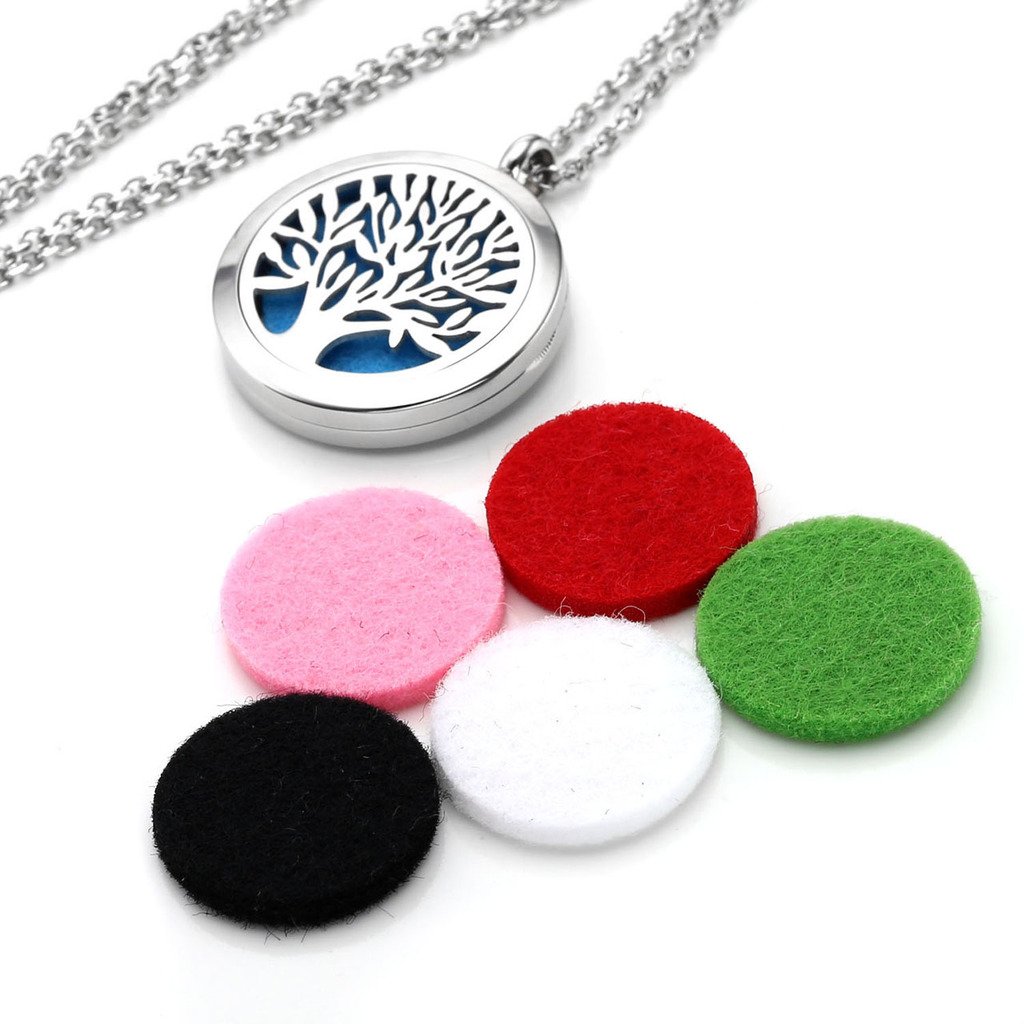 Zysta Stainless Steel Aromatherapy Perfume Essential Oil Fragrance Diffuser Necklace Locket Pendant with 6 Washable Pads, 24 inches