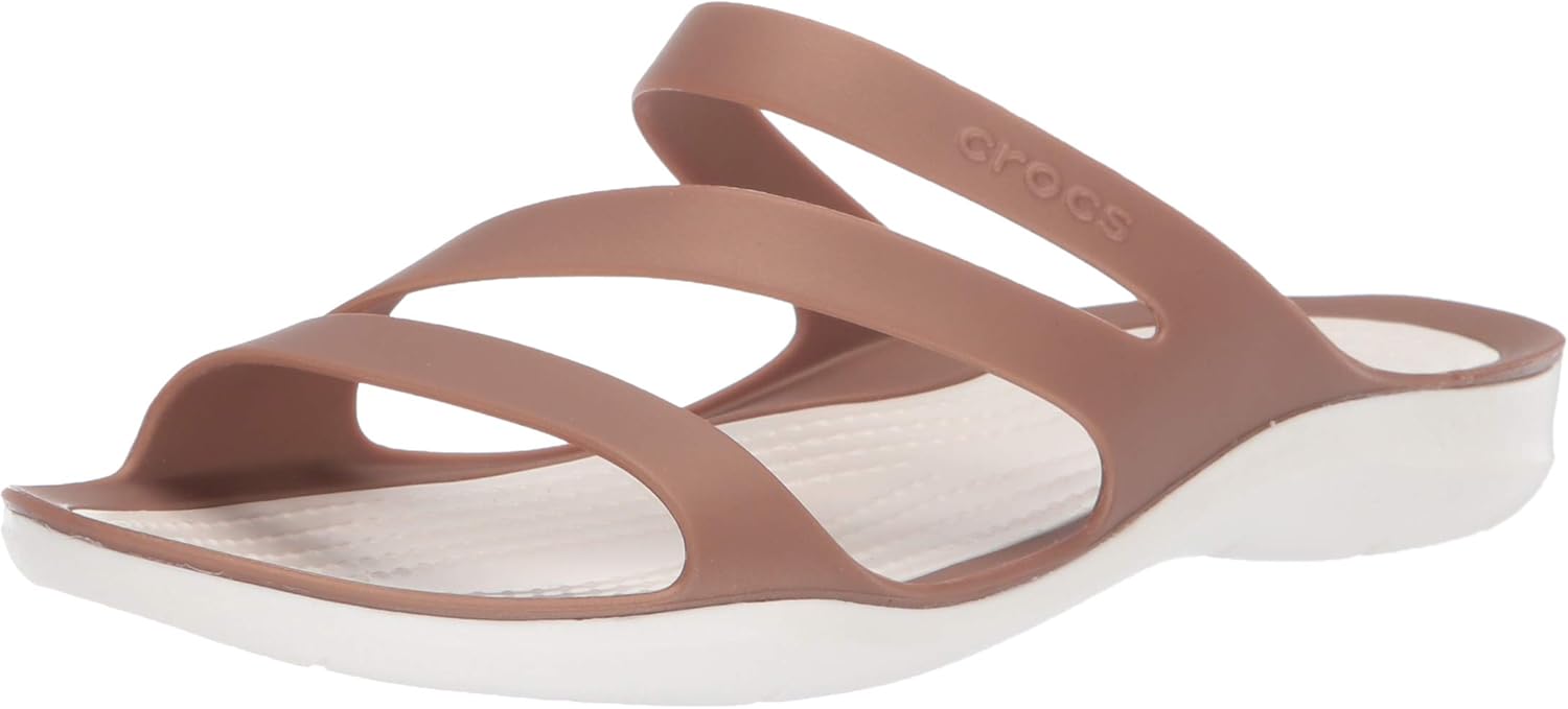 Amazon.com | Crocs Women's Swiftwater Sandal Slide, Bronze/Oyster, 8 M US | Slides