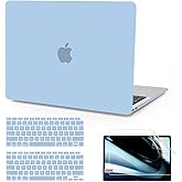 B BELK Compatible with MacBook Air 13 inch Case 2022 2021 2020 2019 2018 A2337 M1 A2179 A1932 Touch ID,Matte Plastic Hard Shell Case for MacBook Air 13.3 inch+Keyboard Cover+Screen Protector,Airy Blue