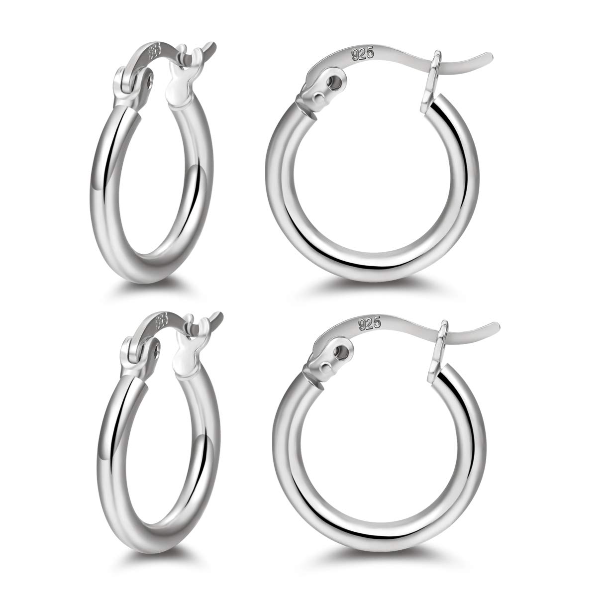 Buy Small Sterling Silver Hoops Earrings 14K White Gold Plated Silver Hoop Earrings Set for