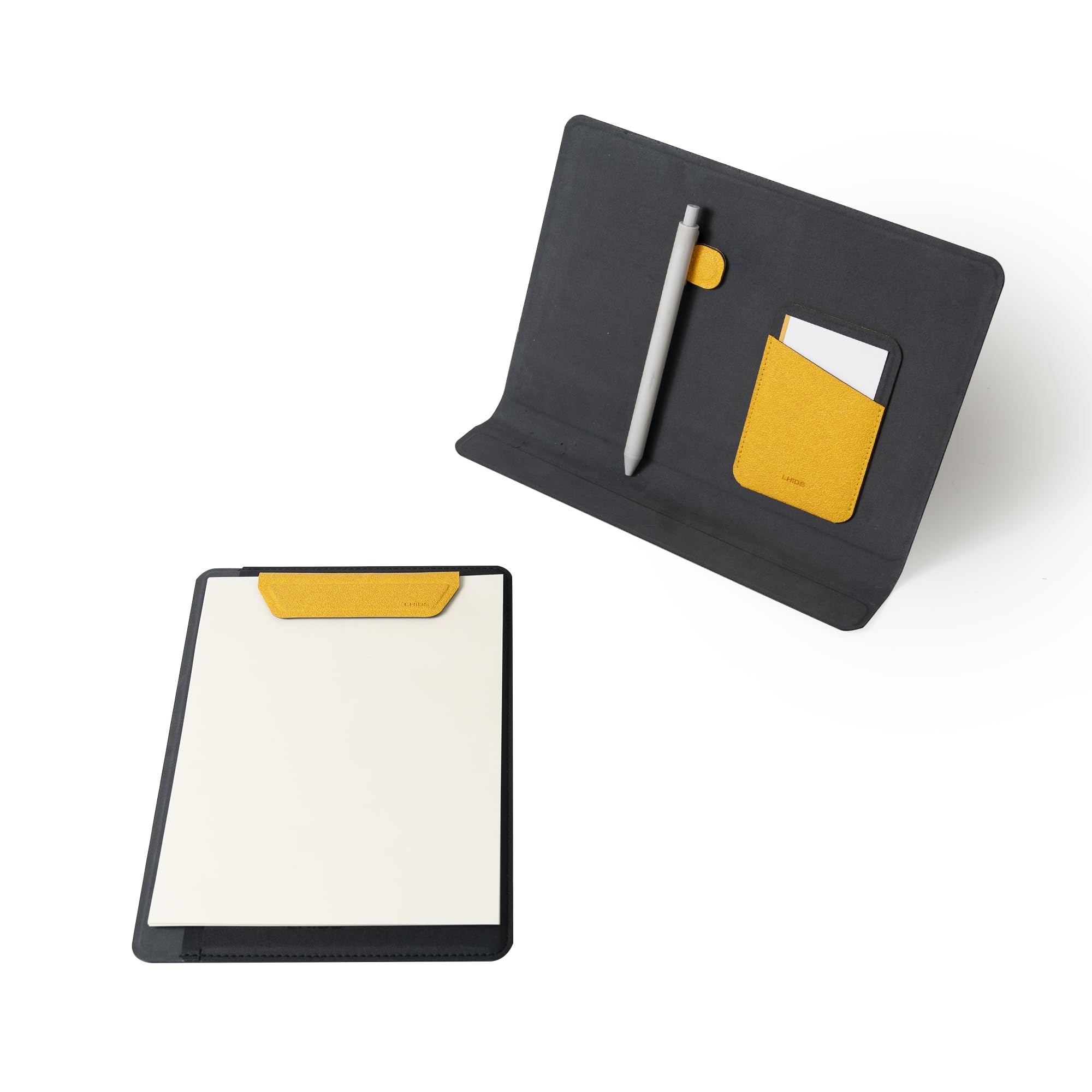 LHiDS Folio Lite 2.0 with Stand, Business Portfolio Resume, 3-in-1 Padfolio with Magnetic Accessories, Work as Notebook Cover, Clipboard, Organizing Board for Home and Office (Yellow, A5)