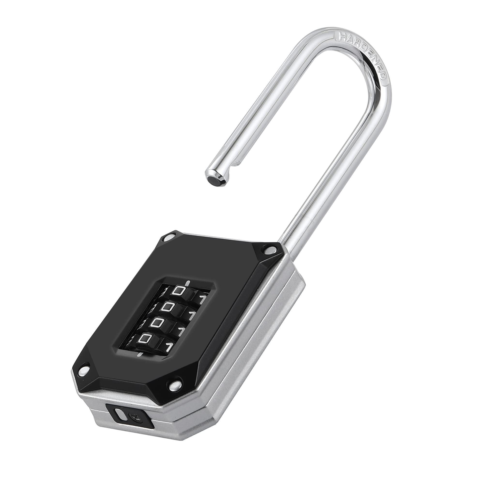 ZHEGE Heavy Duty Combination Padlock, 57mm Long Shackle Padlocks, 4 Digit Locker Locks with Big White Numbers and Reset Protection Cover, Gym Lock