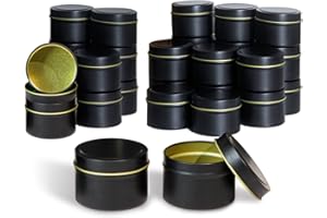 Aroparc Black 8oz Candle Tins, 24 Pack - Seamless, Travel-Friendly, Ideal for Candle Making