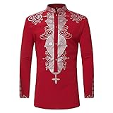 Toimothcn Men's African Style Print Long Sleeve 1/4
