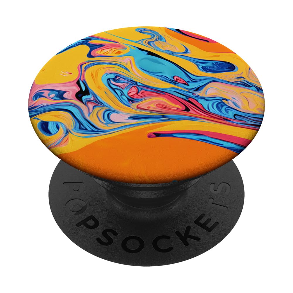 Colorful Abstract Pattern with Blue Yellow and Orange #202 PopSockets Swappable PopGrip