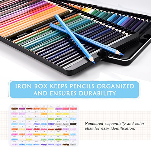 [Upgrade]Coloring Pencils Set, Atmoko 72 Color Pencils Artists Coloring Pencils for Kids Adults, Non-toxic Oil Based Coloring, Sturdy Tin Package, for Coloring Books Drawing Writing Sketching Doodl