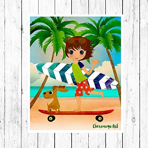Boy Skatebording - Children's Decor - Archival Print