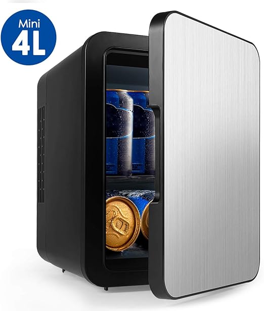 Amazon Com Mini Fridge With Cooler And Warmer Small 4 Liter Large Capacity Portable Compact Fridge Super Quiet In Vehicle Freezer For Cars Homes Offices Home Kitchen