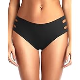 Zmart Women Standard Strappy Bikini Bottoms Full Coverage Bathing Suit Cutout Swim Low Rise Swimsuit Bottom