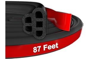 Symyda Rubber Car Door Seal Strip Car Weather Stripping, Self Adhesive Automotive Weather Stripping, Double Layer Universal Car Door Soundproofing Weatherstrip for RV Trunk Auto (87 Feet, Black)