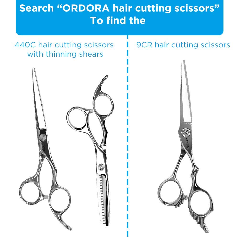 ORDORA Hair Cutting Scissors Kit for Women & Men, Professional Hair Scissors Set for Cutting Hair with Hair Scissors, Thinning Scissors, Razor Comb, Hair Comb, Clips, Brush: Home Improvement