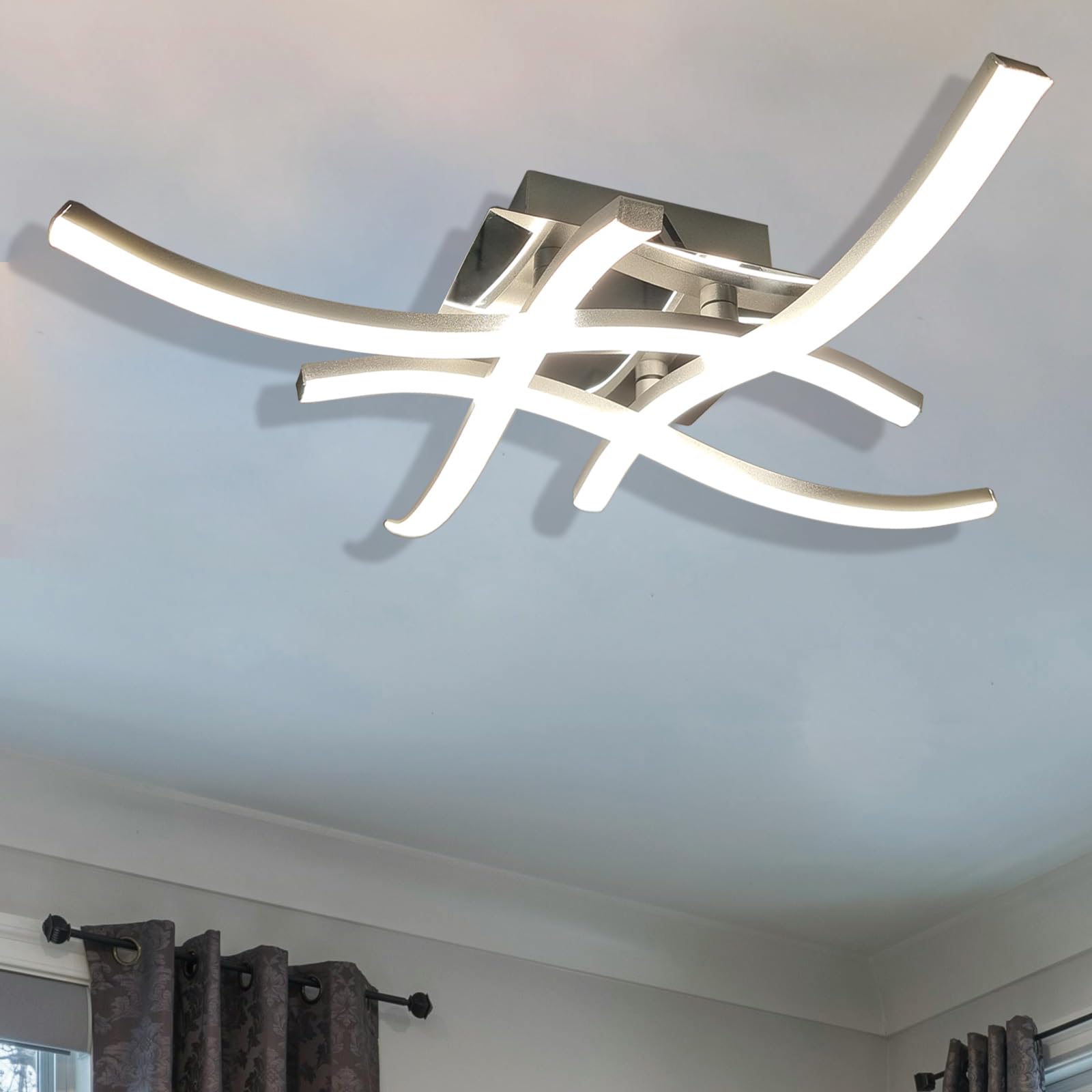 Sweier LED Ceiling Light, 28W Modern Kitchen Lights Ceiling, 6000K Cool White 2800LM Bright Ceiling Lights for Bedroom, Living Room, Hallway