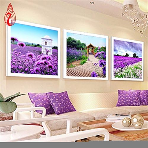 YGS-111 DIY 5D Diamonds Embroidery Three Lavender Landscape Magic cube Round Diamond Painting Cross Stitch Kits Diamond Mosaic