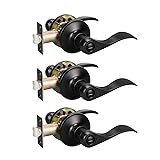 KNOBWELL 3 Pack Matte Black Privacy Door Levers