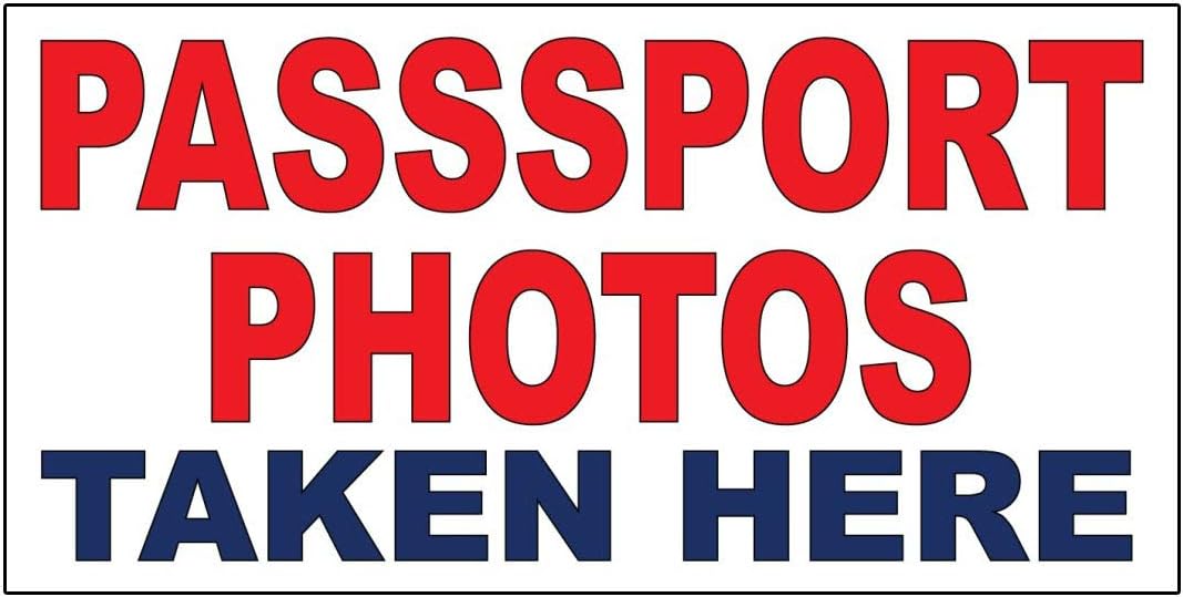 Amazon Passport Photos Taken Here Red Blue Decal Sticker Retail Store Sign 9 5 X 24 Inches 