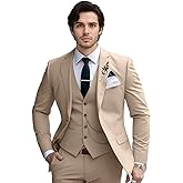 Liorvane Men's Suit 3 Piece Slim Fit, Casual Tuxedo Business Wedding Suit