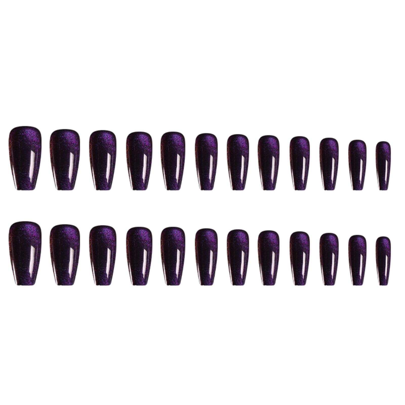 Gentle Claws Press On Nails - Midnight Purple | Dark Purple Glitter Velvet Nails, Medium Coffin Squared Press On Nails with Cat Eye Design for Women and Girls, 24 Pcs Reusable Purple Fake Nails - Image 6