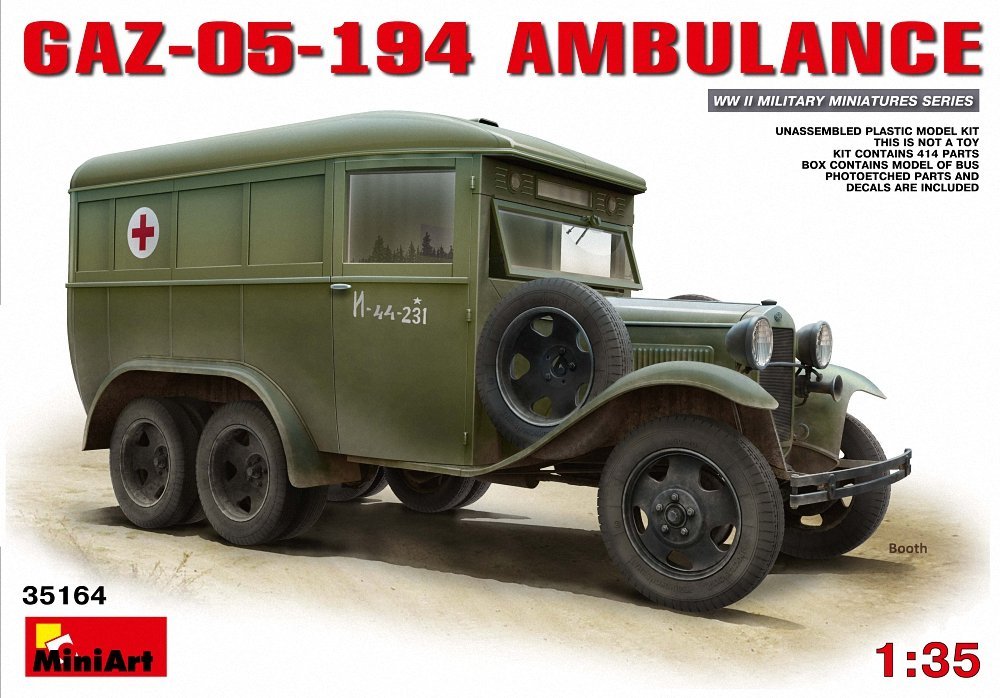 Miniart 1:35 Scale GAZ-05 194 Ambulance Plastic Model Kit