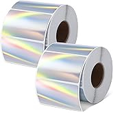 Kosiz 1000 Labels/ 2 Rolls Holographic Thermal Sticker Labels Self Adhesive Printable Thermal Rainbow Stickers for DIY Logo Design Qr Code Name Tag(Rectangular Style,2.25" X 1.25")