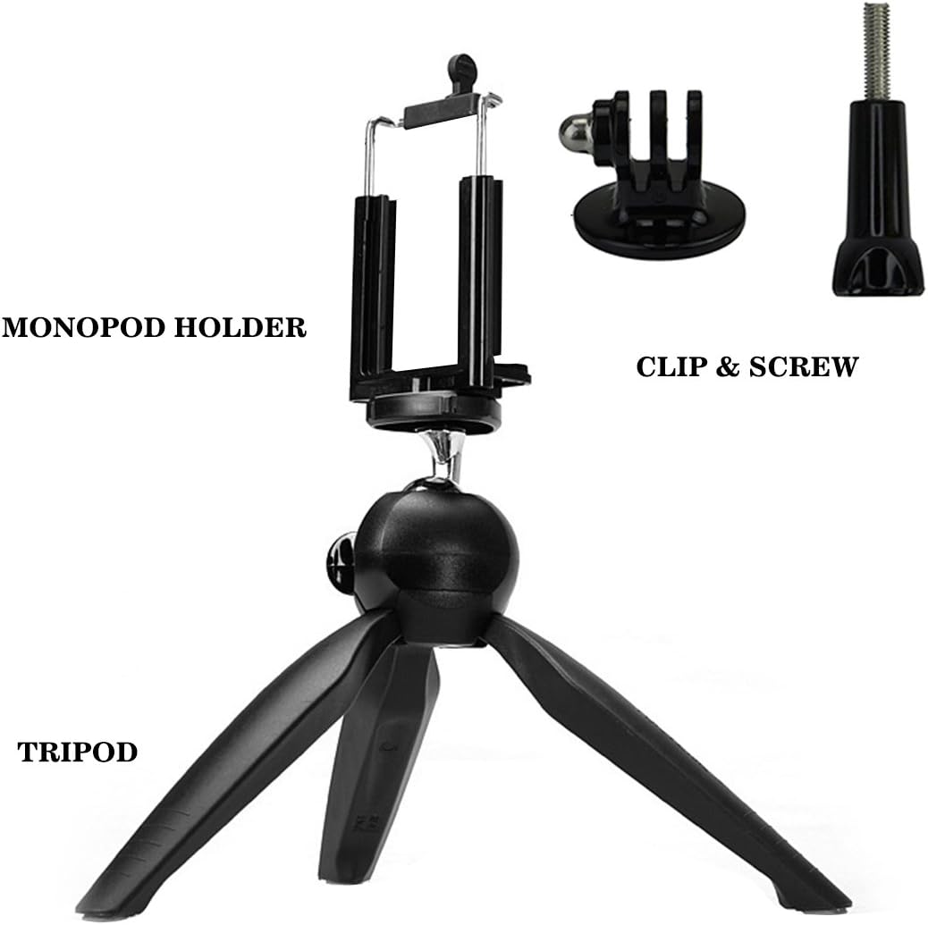 TASLAR Non Flex Universal Stable Mini Tripod with Monopod Mount Adapter & Screw Accessory