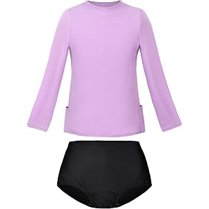 Uhnice Girls Two Piece Rash Guard Swimsuit Set Long Sleeve Swimwear with Swim Shirt and Bottoms
