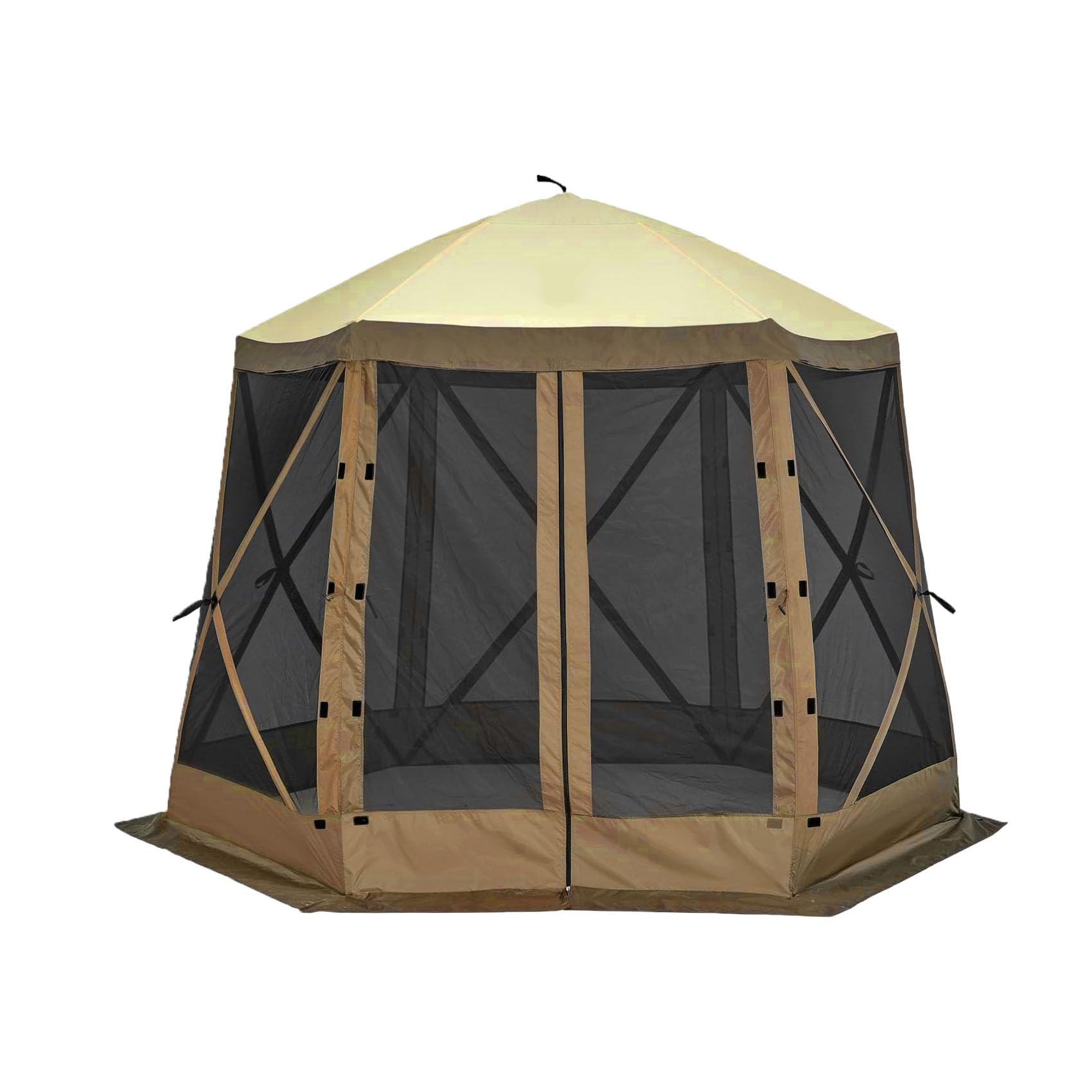 Photo 1 of 12x12 ft Pop Up Screen Tent, Pop Up Canopy Outdoor Screen Tent 6 Side with Portable Carry Bag, Fiber Poles, Guy Rope, Ground Pegs, and 600D Oxford Cloth for Outdoor Camping, Lawn and Backyard