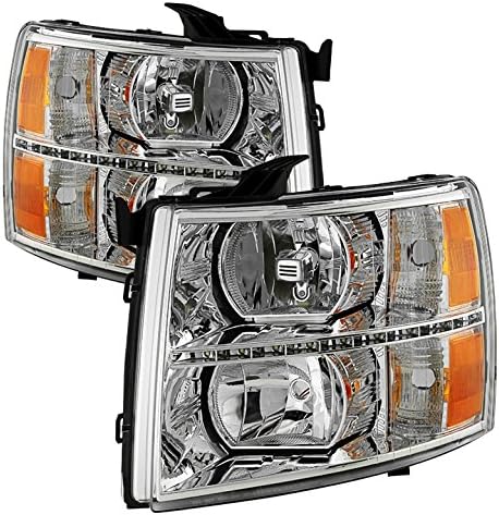 Jdragon for Chevy 2007-2013 Silverado 1500 2500 3500 Chrome Housing Replacement LED Headlights