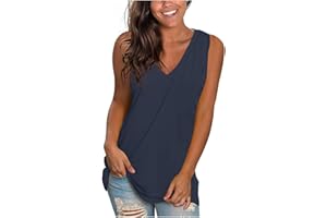 GENERIC Tank Tops for Women 2024 Summer Sleeveless Loose Blouse Tees Plus Size Solid V Neck Shirts Casual Vacation Tanks Y2K Clothes