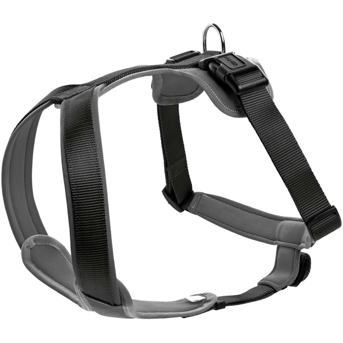 HUNTER NEOPREN dog harness, nylon, padded with neoprene, for sport and leisure,black / gray, nylon, neoprene,38-48,XS-S