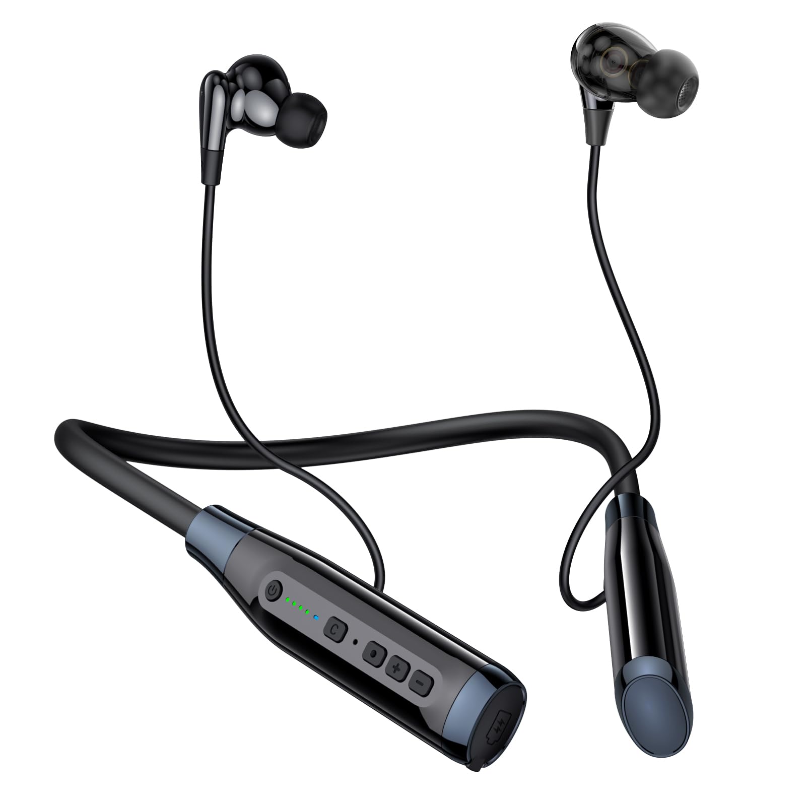 SOPPY Neckband Earphones Bluetooth 6.0 with 100 Hours Playtime, Wireless Headphones with Mic, IPX5 Earbuds for Running, Magnetic Headset Lightweight Earphones with Intelligent Noise Reduction