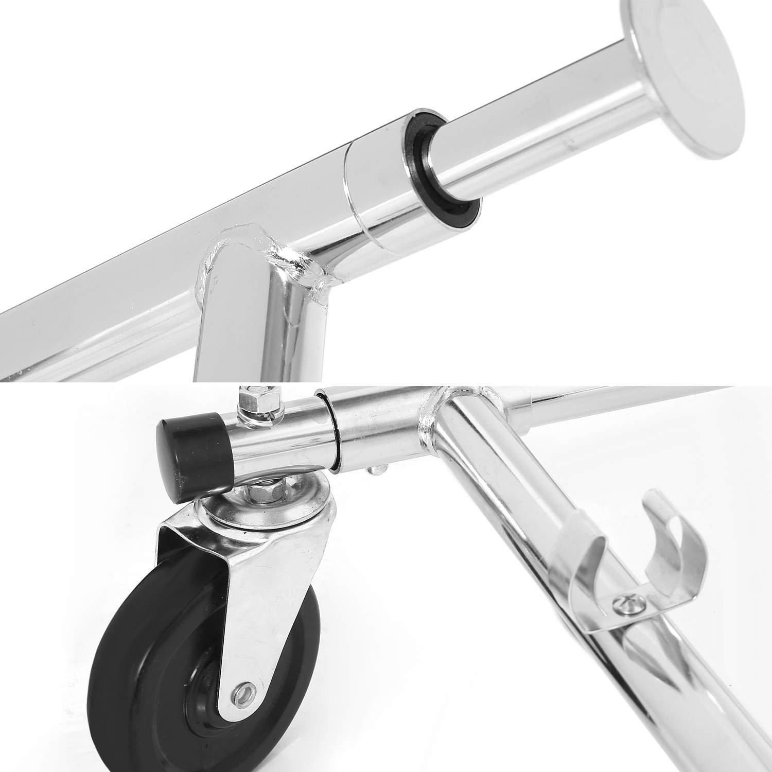 Homdox Clothing Garment Rack Commercial Grade Collapsible Hanging Racks with Lockable Wheel Chrome Finish