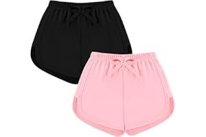 TATAKERI 2 Pack Toddler Baby Girl Shorts Solid Little Girls Shorts Baby Summer Athletic Pants with Drawstring 18M-6T