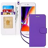 FYY for iPhone 8 Plus Case/iPhone 7 Plus Case, PU Leather Flip Wallet Phone Case with Card Holder Wrist Strap Kickstand Prote