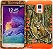 Wireless Fones TM Hybrid Impact Kickstand Cover Case Silicone for Samsung Galaxy Note 4 Real Deer Camo Mossy on Orange