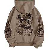 SOLY HUX Women's Graphic Hoodies Butterfly Print Long Sleeve Drawstring Pocket Sweatshirt Pullover Tops