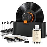 HumminGuru EZ Record Washer - Anti-Static Vinyl Record Cleaner Machine Kit | Easy Spin Watertight Label Clamp, Gentle Goat-Hair Cleaning Brushes &amp; Alcohol-Free LP Fluid, Drying Rack &amp; Microfiber Cloth