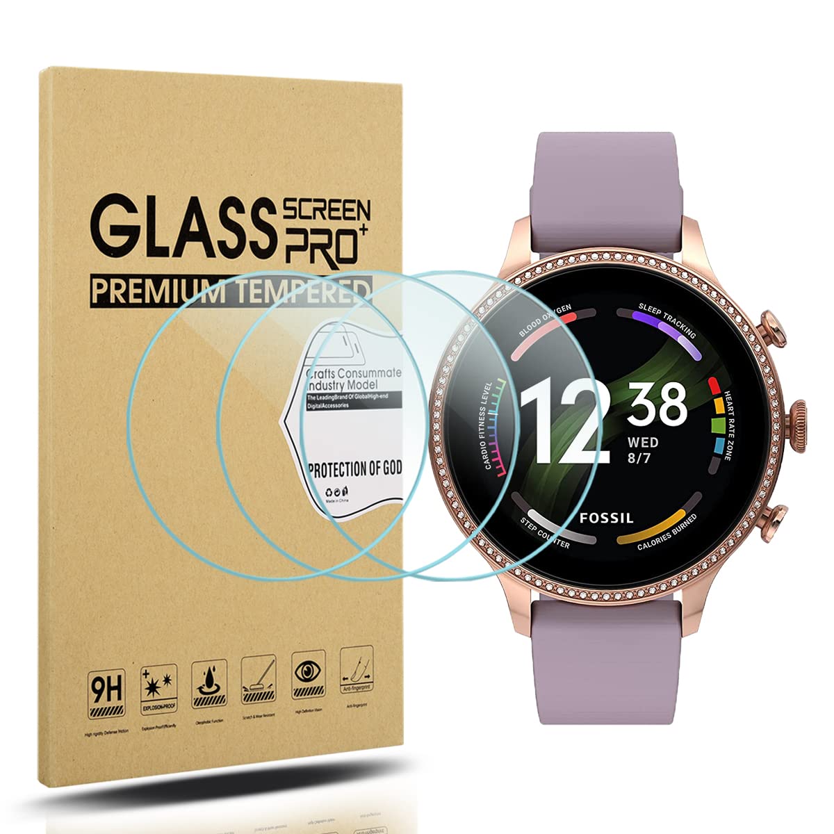Diruite Screen Protector Compatible with Fossil Women's Gen 6 Screen Protector Tempered Glass[3-Pack][Anti-Scratch][No-Bubble]