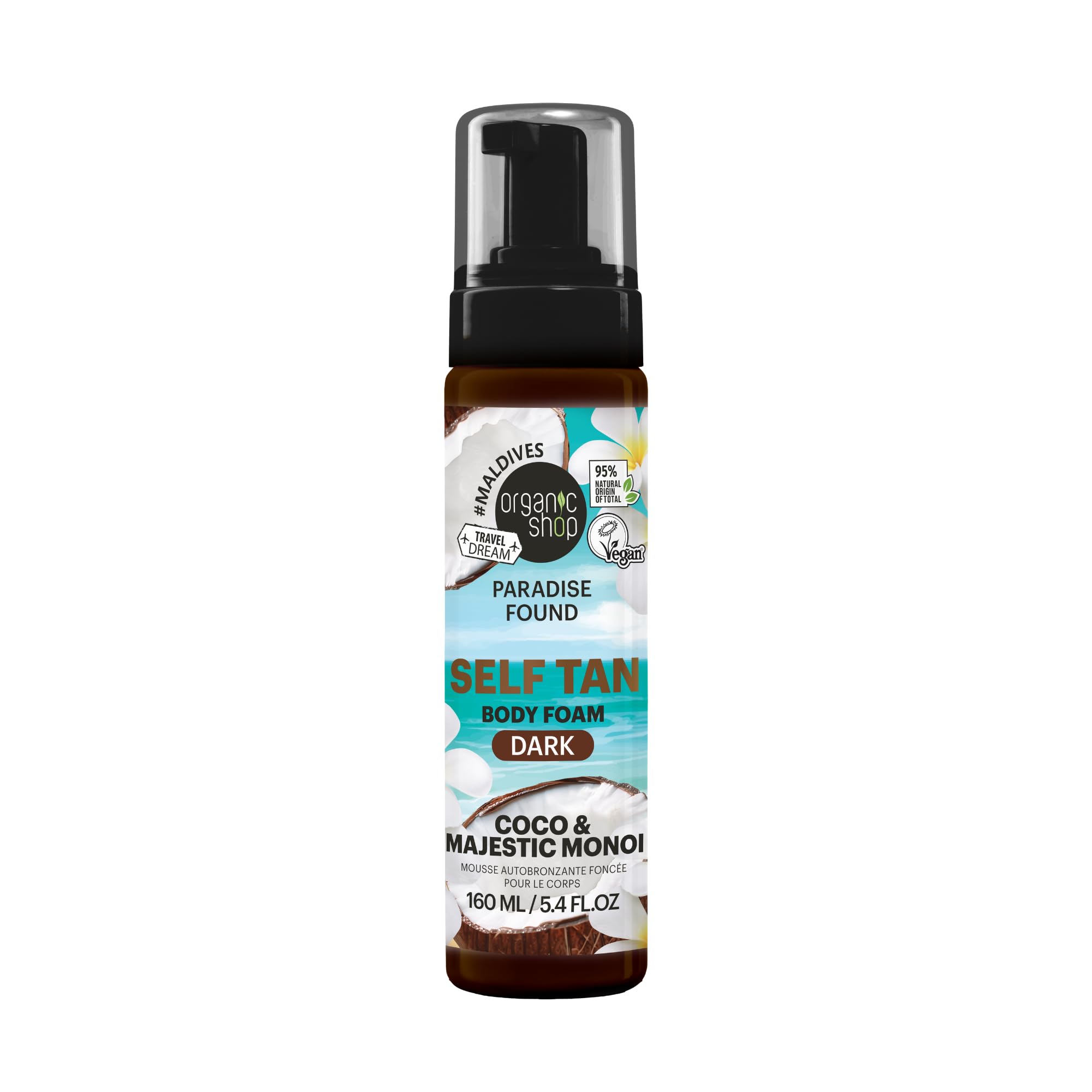 Organic Shop Paradise Found DARK Self Tan Body Foam with Coco & Majestic Monoi, 160ml