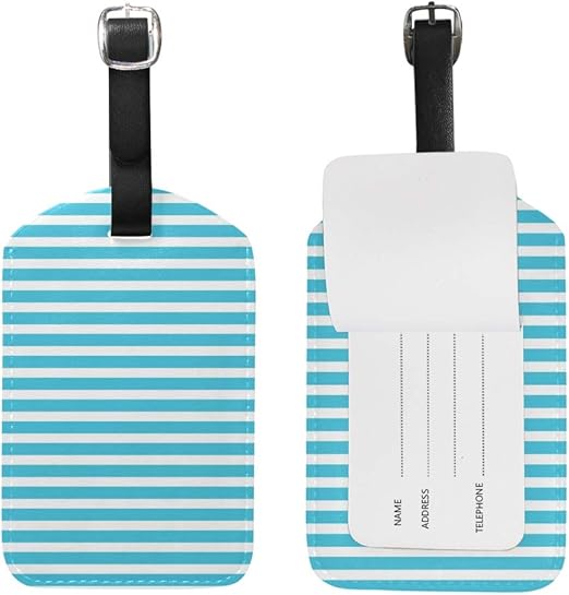 LORVIES Blue Stripes Luggage Tags Travel Labels Tag Name