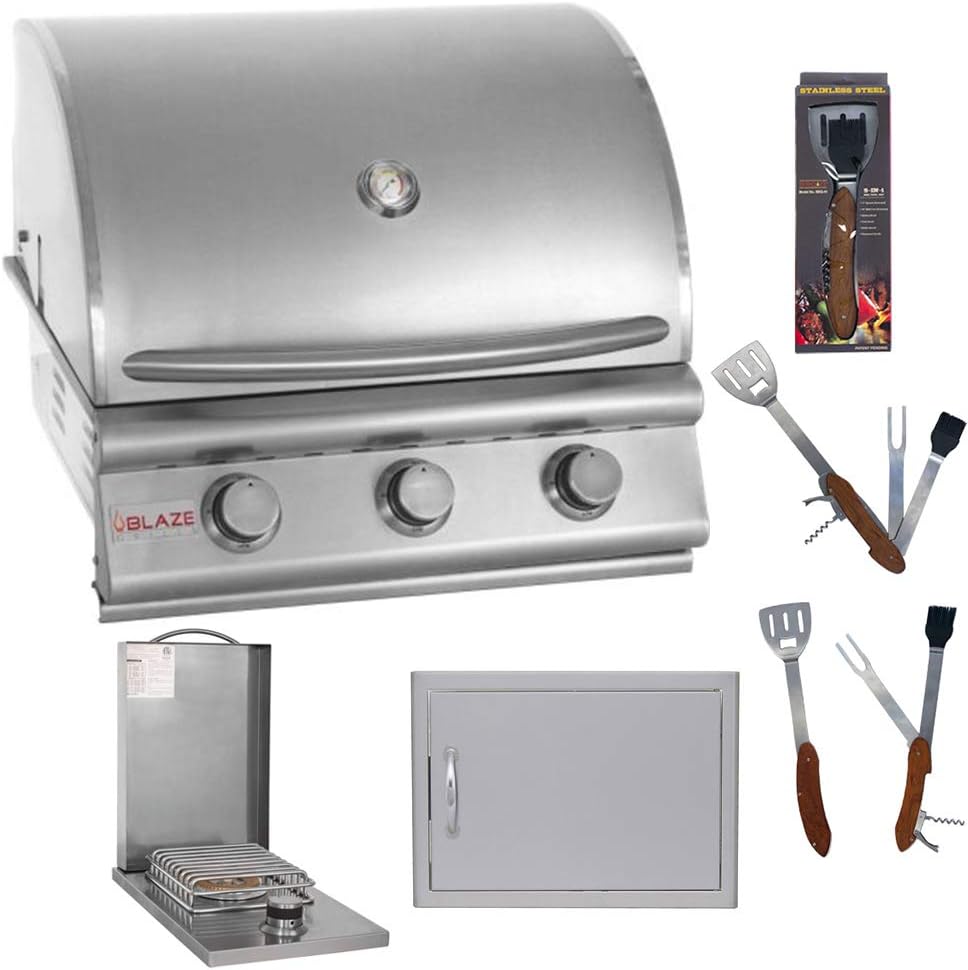 Review Blaze 25Inch 3 Burner Natural Gas Grill and 24Inch Single