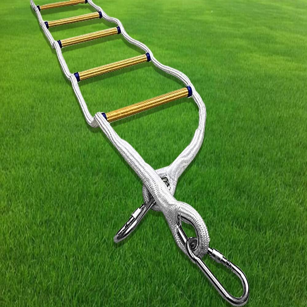 Fire Escape Ladder 2 Story Rope, Emergency Escape Ladders for Home 15.58 ft, Easy to Deploy & Store - - 
