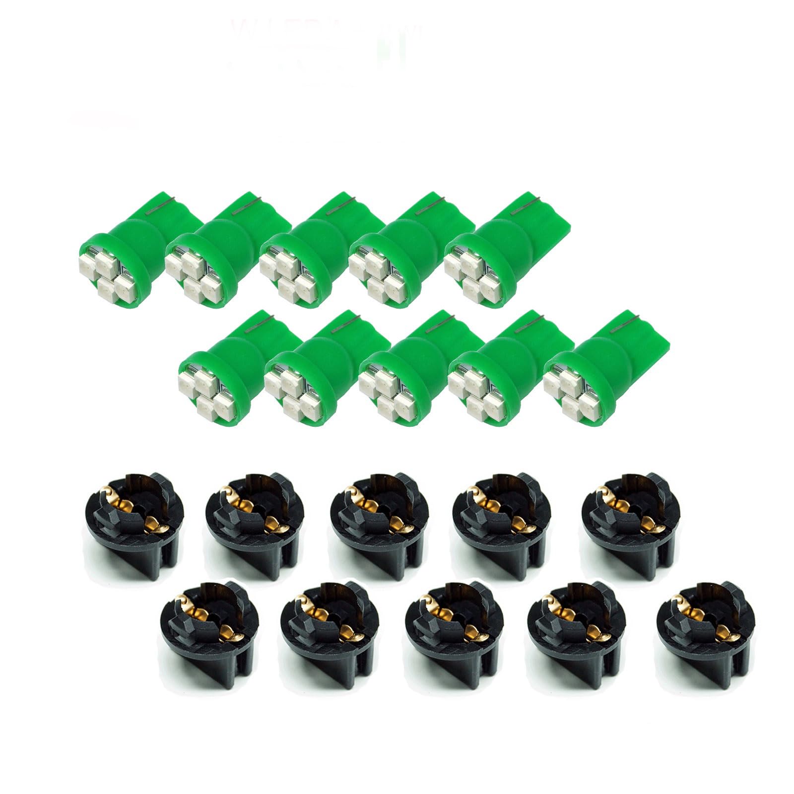 PA LED 10PCS T10 168 194 Led instrument PA LEDnel Dash Light Bulb 1/2" Twist Lock Socket -12V (Green)