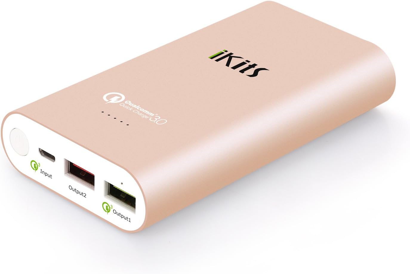 Quick Charge3.0 Power Bank,iKits Panasonic Battery Portable Charger External Battery Pack 10200mAh with Input:QC3.0, Output:2.4A+QC Compatible with iPhoneXr 8 iPad,Galaxy S9/S8,LG G5 & More Rose Gold