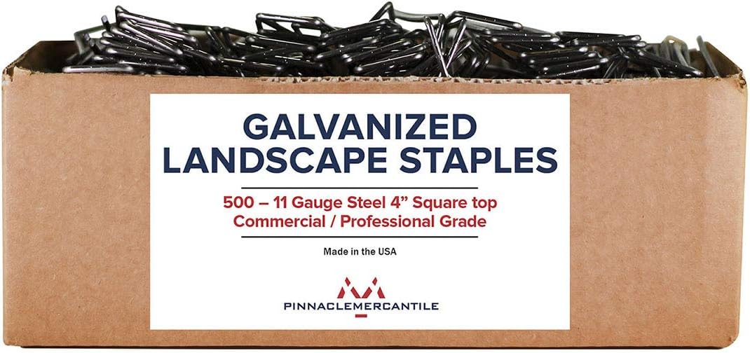 Pinnacle Mercantile USA Made 500-4 Inch Galvanized Garden Landscape Fabric Anchor Staples Thick 11 Gauge Steel