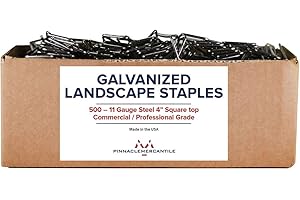 Pinnacle Mercantile USA Made 500-4 Inch Galvanized Garden Landscape Fabric Anchor Staples Thick 11 Gauge Steel