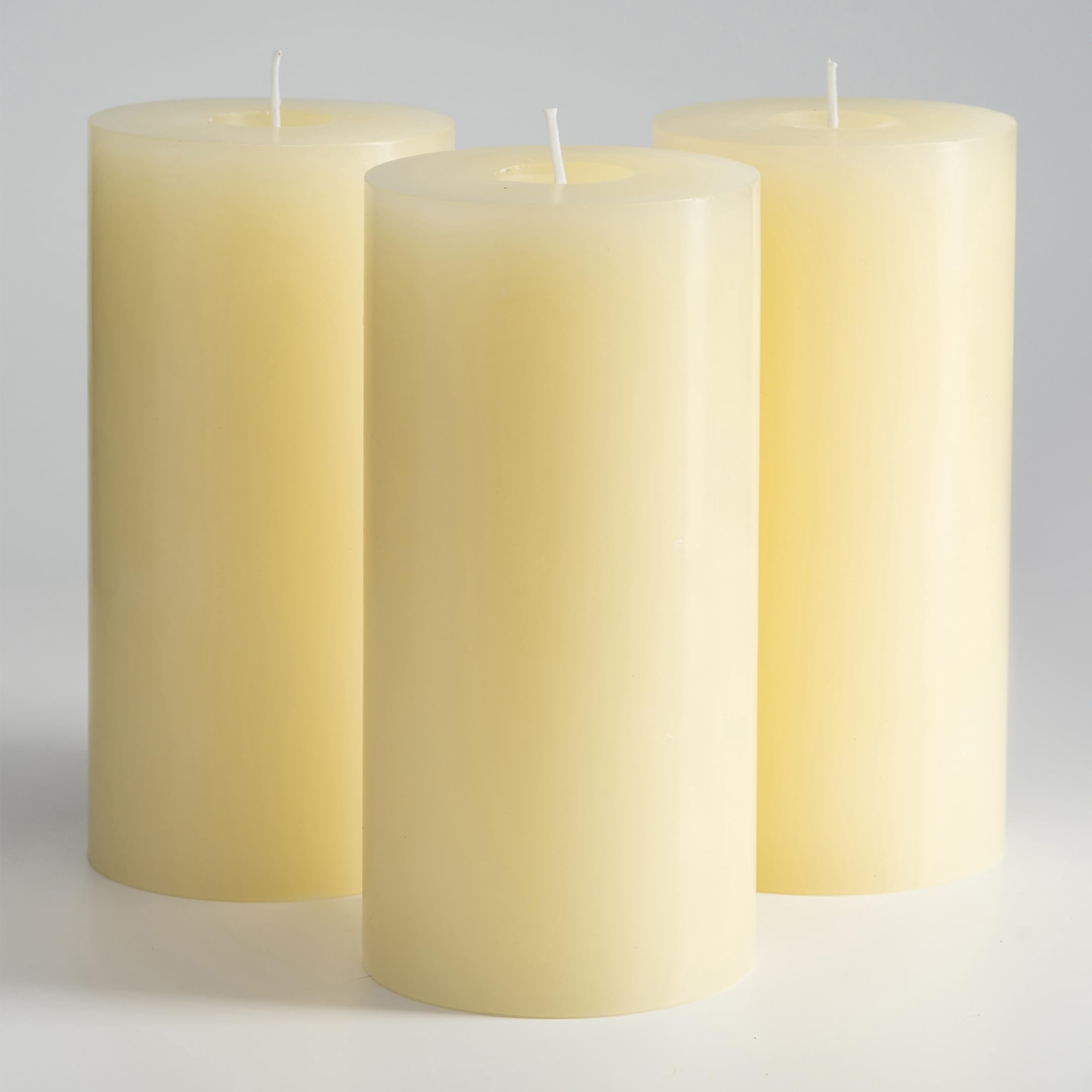 Memoward Pillar Candles Cream, Large Set of 3, Long Burning Time Approx. 75+ Hours, Clean Burning, Unperfumed, for Household, Celebrations and Catering Decoration, Dimensions 7.5 x 15 cm
