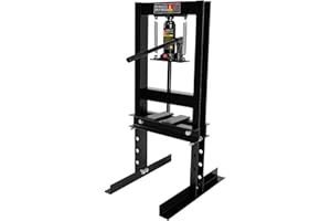 CURTAINBORO 6 Ton Hydraulic Shop Press with Stamping Plates - Heavy Duty H-Frame Garage Floor Press for Bending, Straightening, Installing Bearings & U-Joints