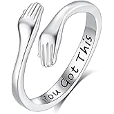 INFUSEU 925 Sterling Silver Hug Love Rings for Women Girls Cute Gifts for Her