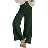 Sidefeel Corduroy Pants for Women 2025 Casual High Waisted Double Buttoned Stretchy Loose Fit Wide Leg Pants with Pockets