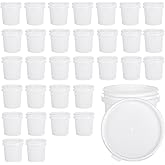 AKOLAFE 32 Pack Small Paint Bucket for Painting Pint Touch Up Paint Containers with Lids Empty Paint Cans Plastic Paint Storage Containers 1/2 Quart Paint Cans Hand Held Paint Pail for Leftover Paint